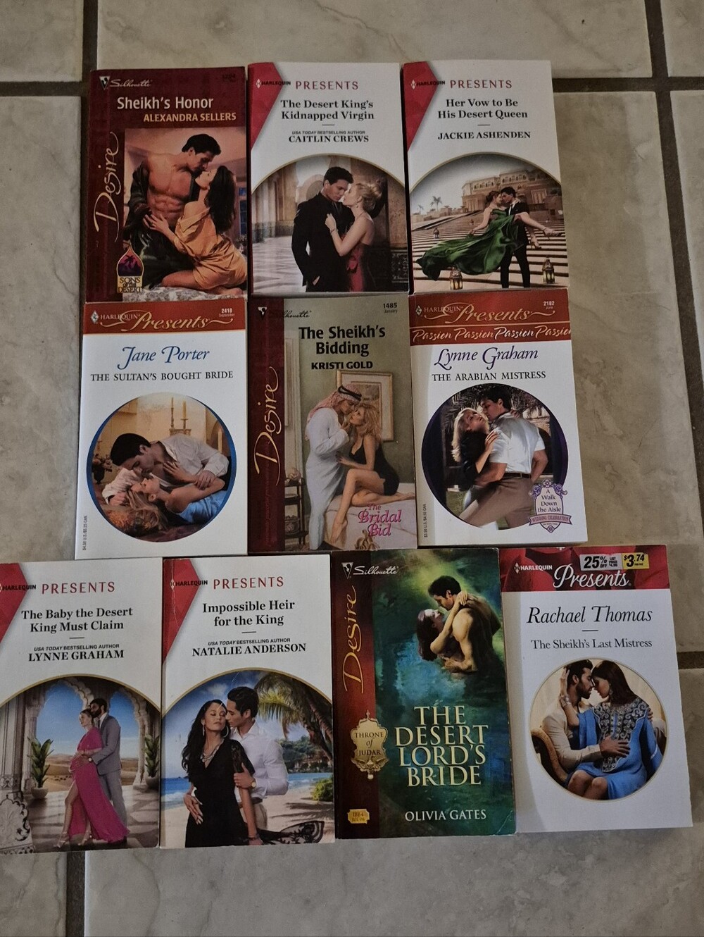 Romance Paperback Books Lot of 10 Sheik Erotica Sexy Virgin Desert Mistress